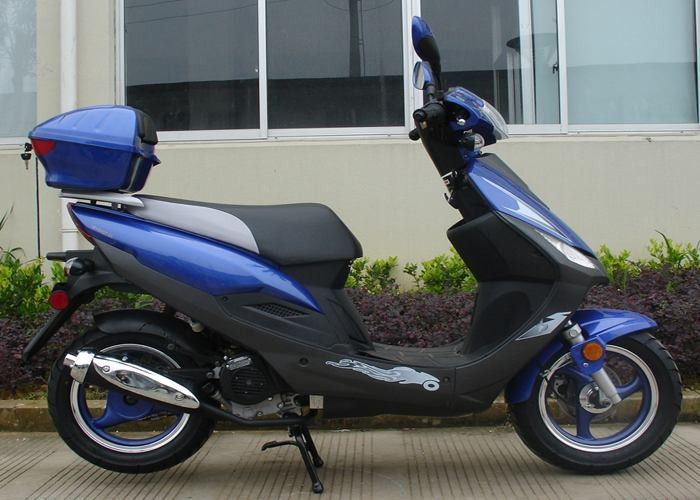 Blauer Roller des Aluminiumrahmen-erwachsener Bewegungsroller-12V 7A des Motor50cc mit Scheinwerfer