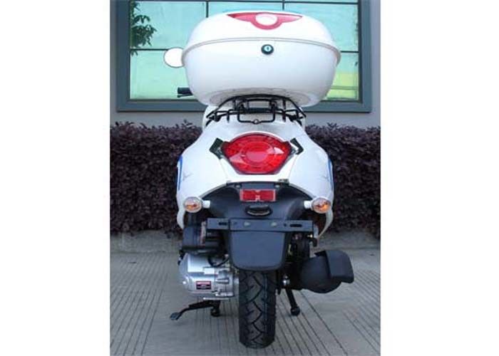 Weißer/blauer Miniroller des fahrrad-50cc mit zwei Rückspiegeln/Rückseiten-Kasten