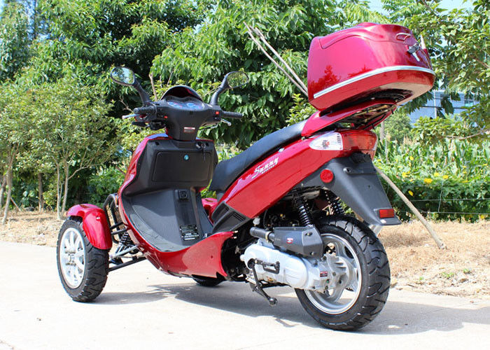 Bringen Sie abgekühlten erwachsenes Tri Motorrad-einzylindrigen Anschlag 4 des Rad-50cc mit hinterem Kasten zur Sprache