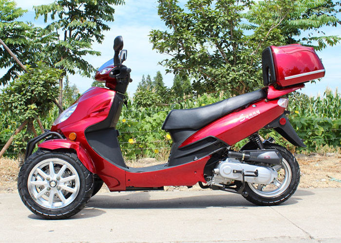 Bringen Sie abgekühlten erwachsenes Tri Motorrad-einzylindrigen Anschlag 4 des Rad-50cc mit hinterem Kasten zur Sprache