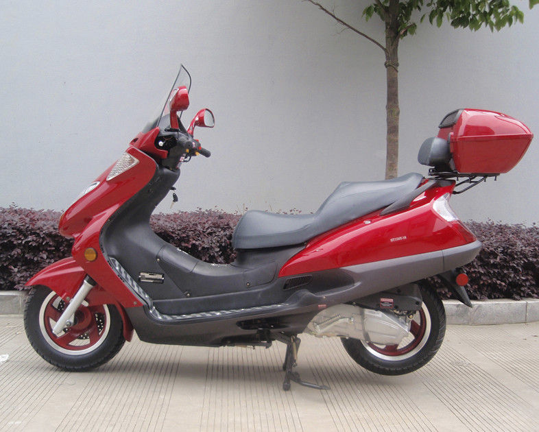 Zwei Scheinwerfer-blauer erwachsener Gas-Roller, Roller des Motor150cc mit dem 2 Sitzechtleder